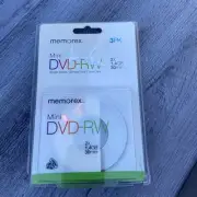 Memorex Mini DVD-RW 3 Pack 2X 1.4GB 30 min Single Sided DVD Camcorder New