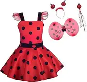 Dressy Daisy Toddler Kids Girls Polka Dots Ladybug Dress Up Costume Birthday Halloween Christmas Fancy Party Outfit 12 Months to Size 12, Black/Red