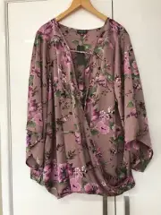 NEW $79.99 RRP 24 Plus Size AUTOGRAPH crossover Bergonia Blouse Silk Feel Top
