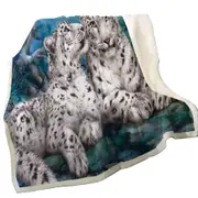 Wild Animal Art Whisper White Snow Leopards Throw Blanket