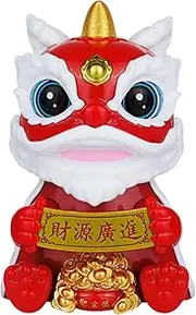 Chinese Lion Decoration | Solar Powered Fortune Ornaments | Classic Solar Powered Lion Ornaments, Car Dashboard Shaking Decoration Figure