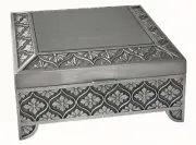 7" Square Floral Leaf Design PEWTER Trinket keepsake Jewellery Box Christening