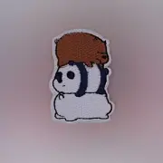 Stack of Bears Patch —Iron On Badge Embroidered Motif— Panda Brown Polar Cartoon
