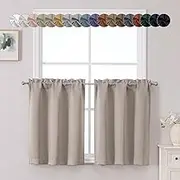 Chyhomenyc Stone Short Blackout Curtains 30 Inch Length, Small Kitchen Curtain Rod Pocket Half Window Curtains for Bathroom Basement Cabinet Camper RV Bunk, 2 Panels, Each 30" Wx30 L