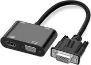 TIMEJONS VGA to HDMI VGA, GrayRabbit VGA to HDMI VGA Adapter with Audio Cable and USB Cable for Computer, Desktop, Laptop, PC, Monitor, Projector, HDTV