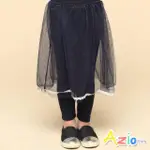 【AZIO KIDS 美國派】女童 長褲 網紗蕾絲框邊假兩件內搭長褲(藍)