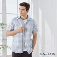在飛比找momo購物網優惠-【NAUTICA】男裝吸濕排汗格紋短袖襯衫(藍色)