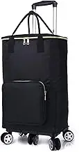Portable Grocery Shopping Cart with Wheels & Removable Bag, Collapsible Lightweight Large Capacity Hand Truck for Supermarket(Black)