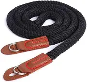 Lockmaner Artistic Simple Cotton Mirrorless Camera Backpack Mirrorless Camera Round Hole Camera Strap Easy Install Easy to Use Black