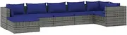 vidaXL Grey Modular Lounge Garden Set - Durable PE Rattan Outdoor Seating with Cushions and Adjustable Design