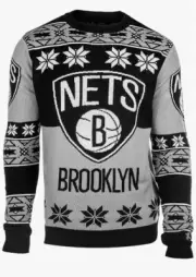 Outerstuff Youth Brooklyn Nets Holiday Ugly Game Day Sweater-Black, Large 14/16