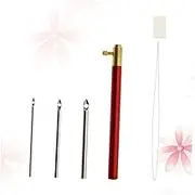 Beatifufu 1 Set DIY Embroidery Tool with Ergonomic Handle Replacement Punch Needles and Threader for Hand Craft Projects for Friends Red