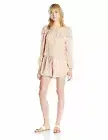 Lucca Couture Women's Off Shoulder Romper With Ladder Trim Detail Peach Salmon