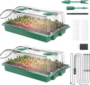 YJXFON 2 Pack Seed Starter Tray with Grow Light,Green
