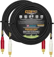 20 Foot RCA Cable Pair - WBC-PRO-LOCAP Lowest-Capacitance (14pF/ft) 22 AWG Ultra-Silent Audiophile & Professional-Grade Audio Interconnect Cable with Amphenol ACPR Gold RCA Plugs & Black Tweed Jacket