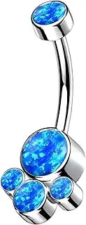 Designfy G23 Titanium 14G Dangle Teardrop Belly Button Ring for Women, Cubic Zircon Internally Threaded Belly Button Navel Body Piercing Jewelry