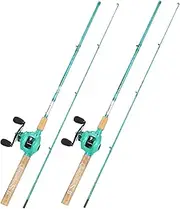 [Sougayilang] Fishing Rod and Reel Combo, 2-Piece 5-Foot 6-Inch Graphite & Fiberglass Rod, Durable and Strong, Quickset Anti-Reverse Fishing Reel (1Pack/2Pack)