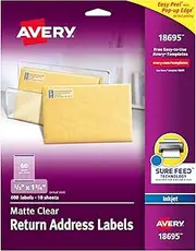 Avery Clear Easy Peel Return Address Labels 2/3" x 1-3/4", Pack of 600 (18695)