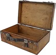 Vintage Distressed Wooden Chest Storage Trunk Handbag for Clothes Toys Photo Prop (Small)