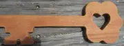 Key Shaped Wooden Handmade Rustic_Mohagany Key Holder Wall Hanging-No hooks 18"