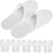 Minkissy 12pairs Non- Coral Fleece Spa Slippers Reusable Closed Toe Slippers for Travel and Home Use Soft and Breathable Material White
