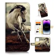 ( For iPhone 15 Pro ) Wallet Flip Case Cover AJ26506 Horse
