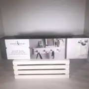 New 18” Hook Rail W/Ledge White W/ Satin Nickel Finish