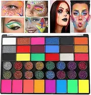 Makeup Paint | 42 Colors Fluorescent Halloween Makeup Palette, Water Based Face Paint, Facepaint Makeup Kit, Face and Body Paint for Sensitive Skin, Kids Party