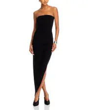 Norma Kamali Strapless Side Draped Gown