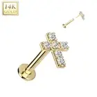 Piercing Labret Ear Yellow Gold 14 Carat Cross