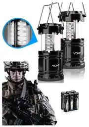 Bright Portable Survival Lanterns 2 Pack LED Camping Lantern Batteries Included