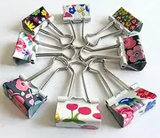25mm Assorted Flower Design Metal Binder Foldback Clips Bulldog/Paper Clips/Binder Clips File Paper Money Receipts File Clamps, Planner Organiser Office, Store, Kitchen Multifunction (40)