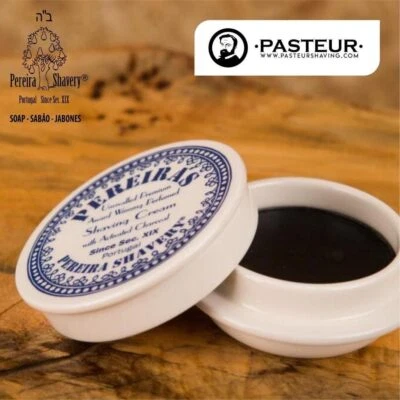 Pereira Shavery Shaving Soap with Activated Charcoal in Ceramic Dish With Cinnam