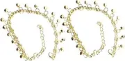 SHERCHPRY Gold Anklet for Women 2pcs Summer Anklet Bells Fashionable Beach Bracelet Adjustable Length