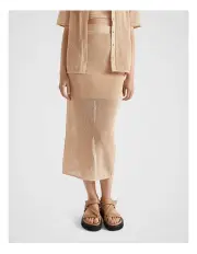 [Seed Heritage] Column Maxi Mesh Skirt in Soft Wheat