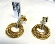 Brand New David Yurman 18K Yellow Gold Crossover Pave Diamond Drop Earrings
