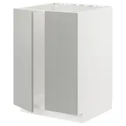 METOD base cabinet for sink + 2 doors, white/Havstorp light grey, 60x60x80 cm