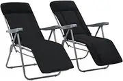 Foldable Outdoor Garden Chairs with Cushions Set - Patio, Lounge, Deck Chairs for Balcony, Garden - Black Relaxing Furniture