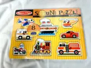 Melissa & Doug Vehicles Sound Puzzle Wooden Peg Puzzle w/ Sound Effects New D1