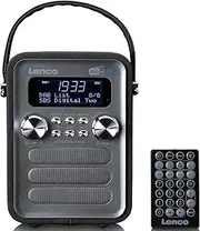 Lenco PDR-051 Portable DAB+ Retro Radio - PLL FM Radio with Bluetooth - Integrated Battery - 1800 mAh - Clock and Timer - 5 Watt RMS - Remote Control - Black