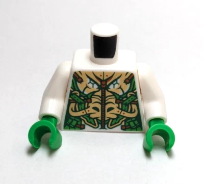 Lego - Minifigure Torso - White Green Gold, Dragon Armor
