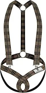 [Generic] Men's Sexy Sling Thong Bodysuit Wrestling Singlet Underwear Harness Elastic Support Adjustable Buckles Jumpsuit (Brown 1,Medium), Brown, Medium