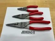 Snap-On Tools NEW 3pc RED 5" / 7" / 9" Soft Grip Long Nose Slip Joint Pliers Set