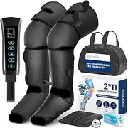 SereneLife Air Compression Leg Massager, Full Leg Massager with Heat and Compression, Ice Pack, Portable and Adjustable with 6 Modes 3 Vibrations 3 Intensities, 11 Airbags for Thigh Calf Foot Massage