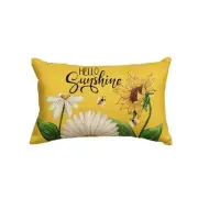 Hello Sunshine Daisy Sunflower Bee Throw Pillow 20" x 12" (Pack of 1) Yellow