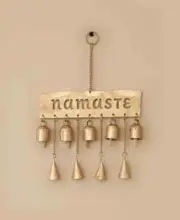 NAMASTE Silhouette Wall Sign Handmade In India Recycled Metal 10 Inches Wide
