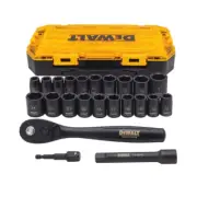 1/2 In. Drive Metric Socket Set Ratchet 23 Piece Impact Ready Heat Treated Steel