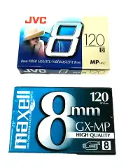 Blank Video Camcorder Cassettes 8 mm Lot 2 JVC MP, Maxell GX-MP Sealed 120-min