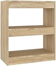 Bookcase Room Divider Sonoma Oak - Engineered Wood Standing Shelf for Living Room, Bedroom, Office - Space Saving Solution for Small Spaces (60x30x72 cm)