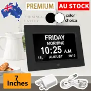 7''/8'' LED Digital Day Clock Calendar Date Week Month Year Time Wall 12/24Hours
